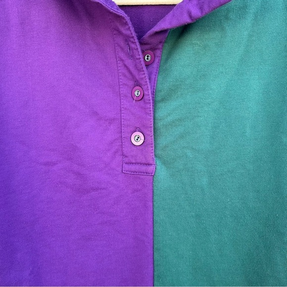 Retro Colorblock Rugby/Polo Shirt - Purple and Green - Picture 5 of 9